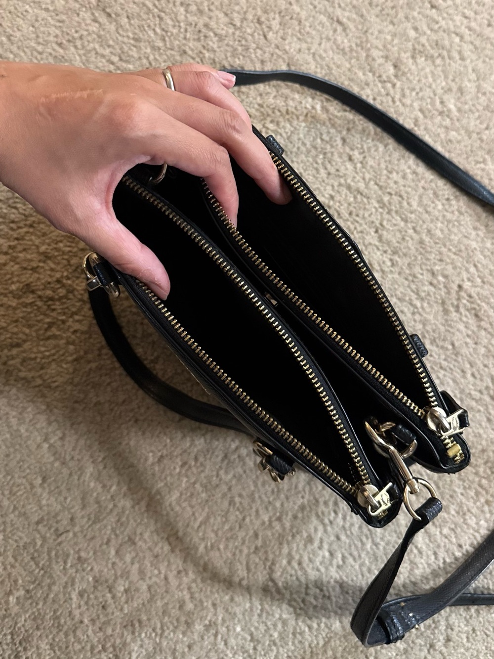 Coach Black Pebbled Leather Shoulder Bag with Gold Hardware - Picture 14 of 14